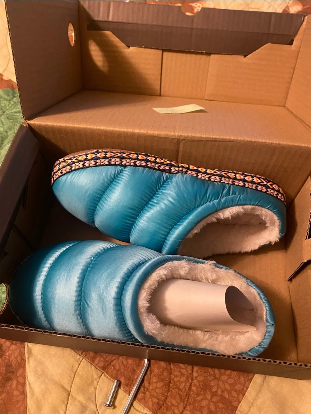 Ariat Kids Teal Quilted Slip-On Slippers